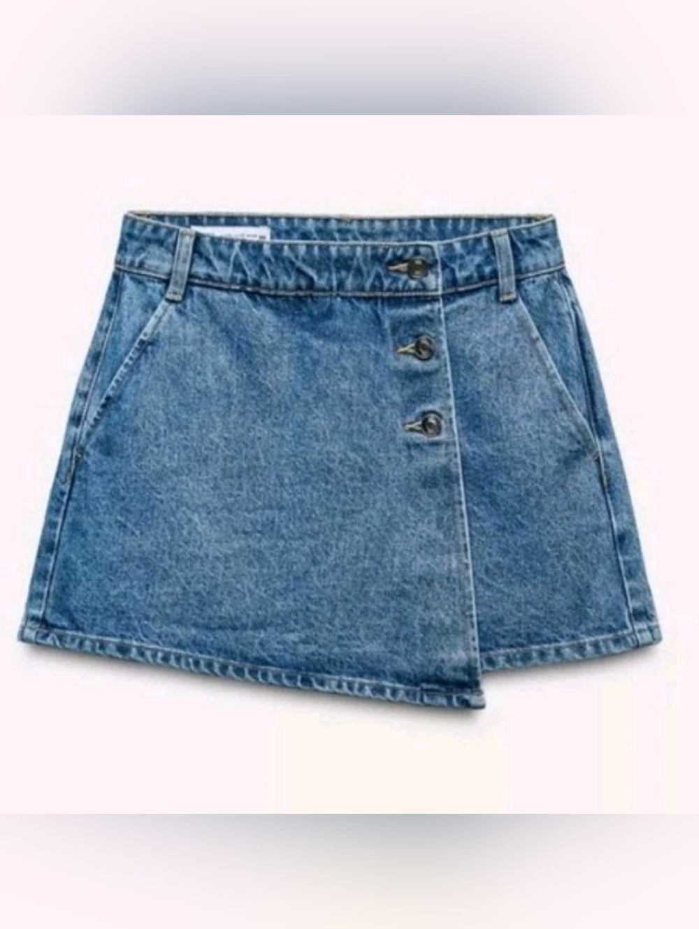 NWOT ZARA Z1975 Wrap Denim Skort Women's XS Asymmetrical Bohemian Medium Wash